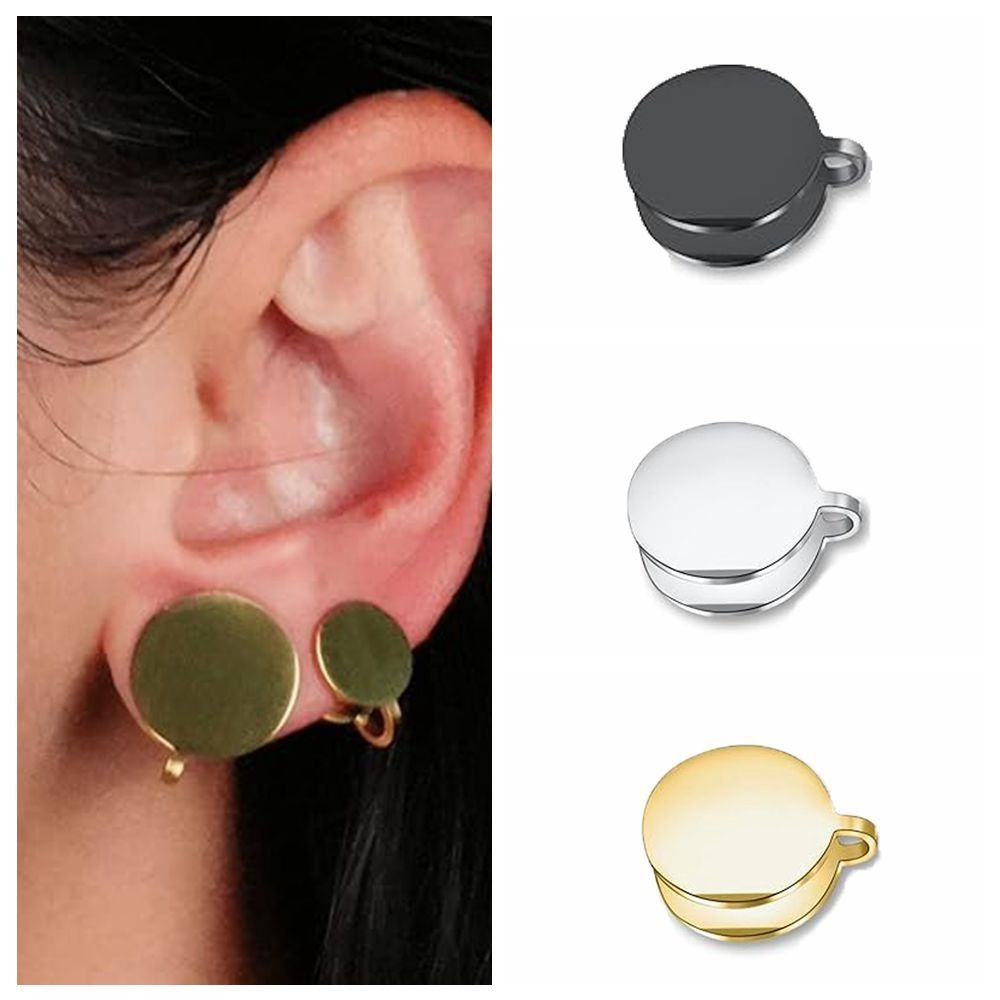 Ear Cuff No Piercing - Stainless Steel Pressure Earrings Black Color