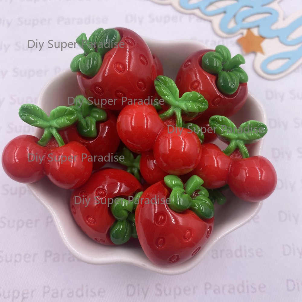 Paradise Jewelry & Watches Llc Miami Reviews - 8PCS Resin Kawaii Colorful Red Strawberry