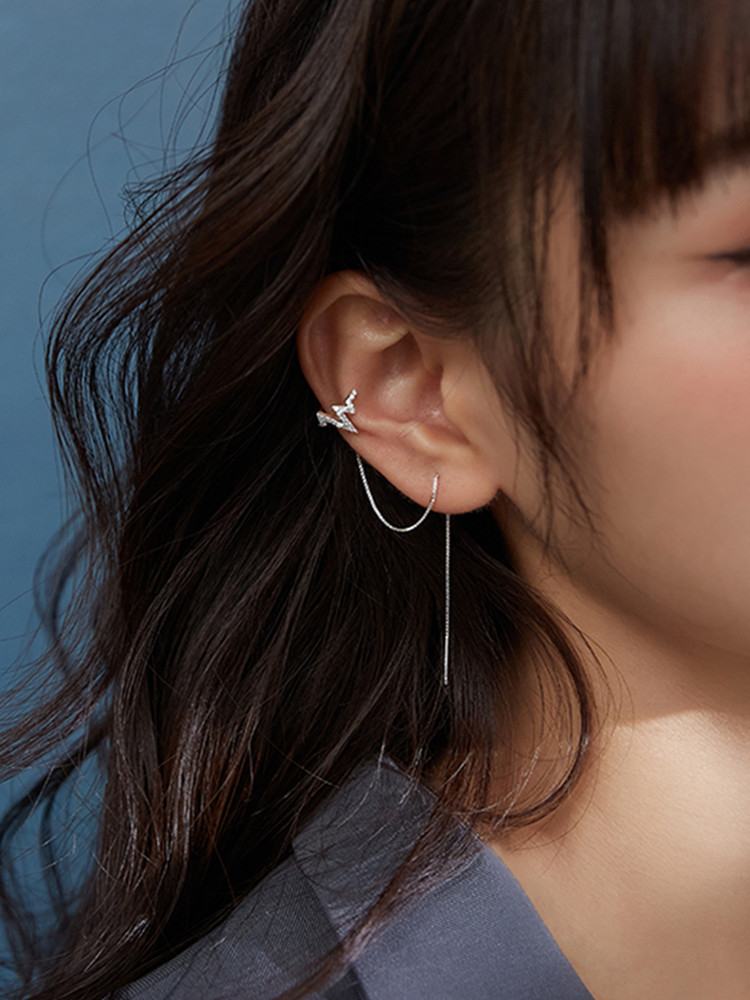 Real 925 Sterling Silver Doubl - Ear Cuff No Piercing ulasan dan harga