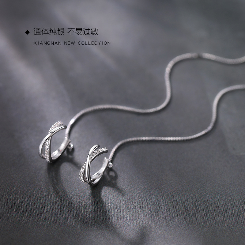 Real 925 Sterling Silver Doubl - Ear Cuff No Piercing ulasan dan harga