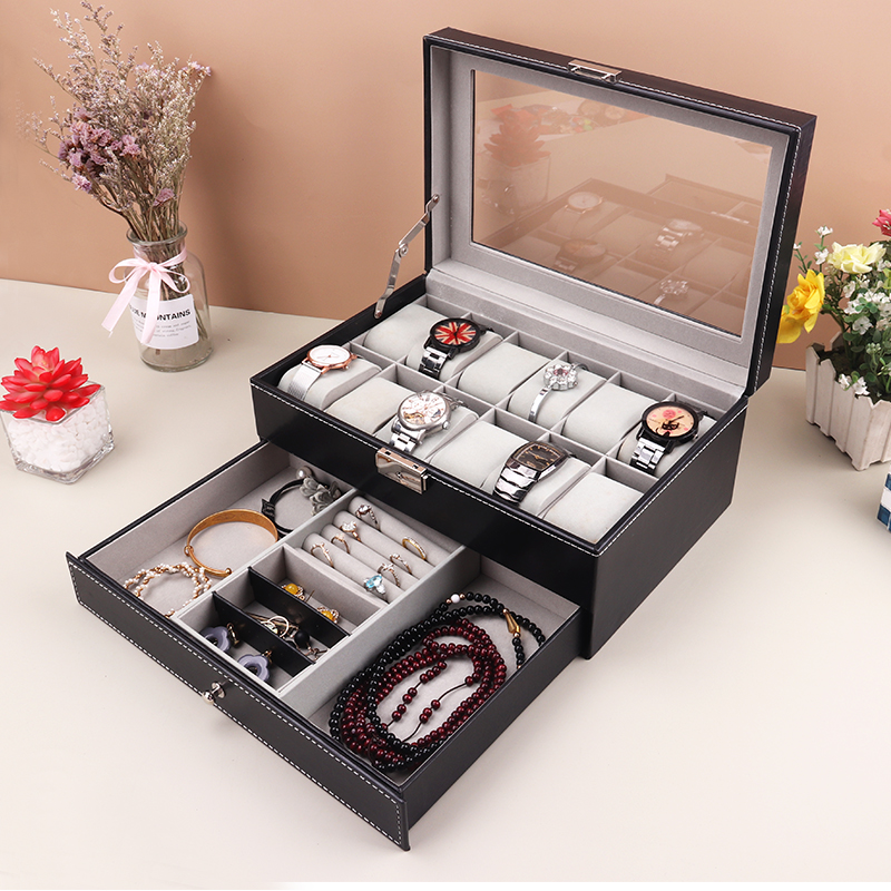 12 Grids Watch Box PU Leather  - Best Jewelry Watches ulasan dan harga