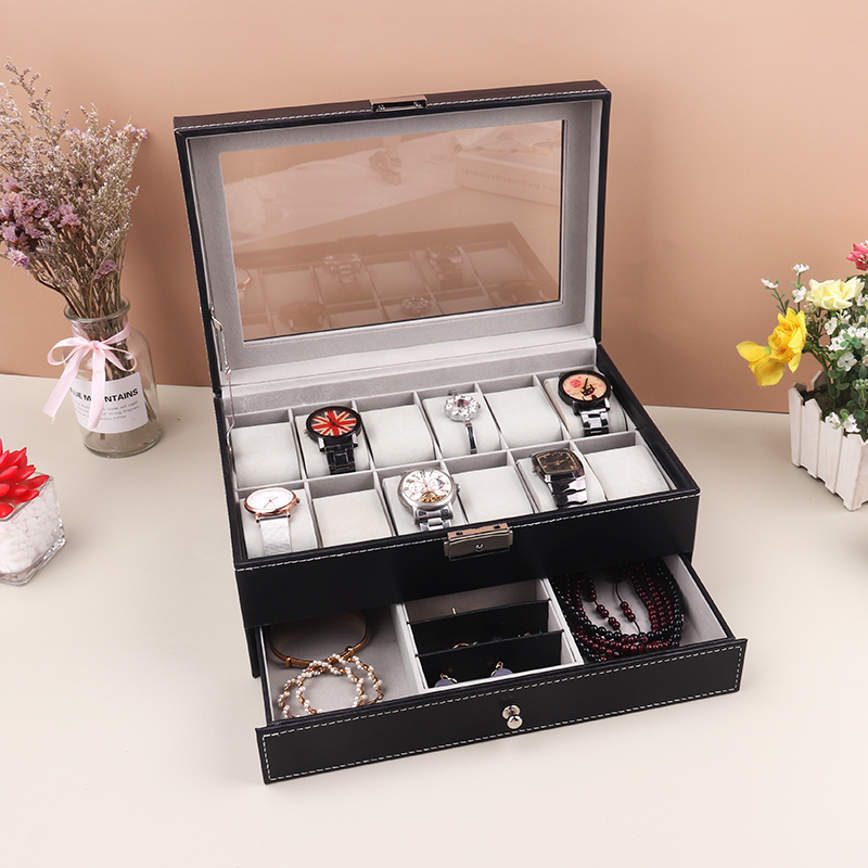 12 Grids Watch Box PU Leather  - Best Jewelry Watches ulasan dan harga