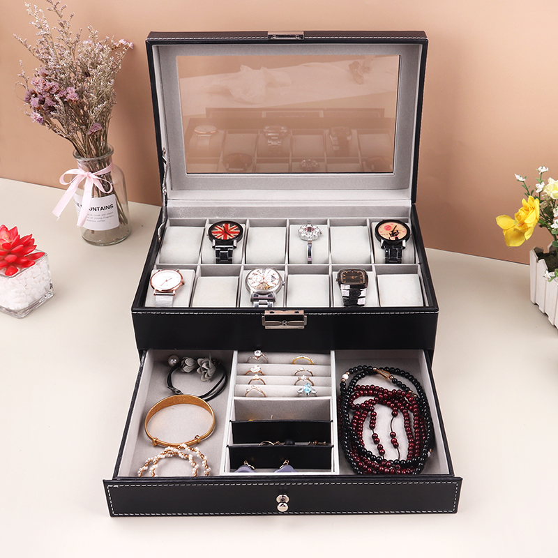 12 Grids Watch Box PU Leather  - Best Jewelry Watches ulasan dan harga