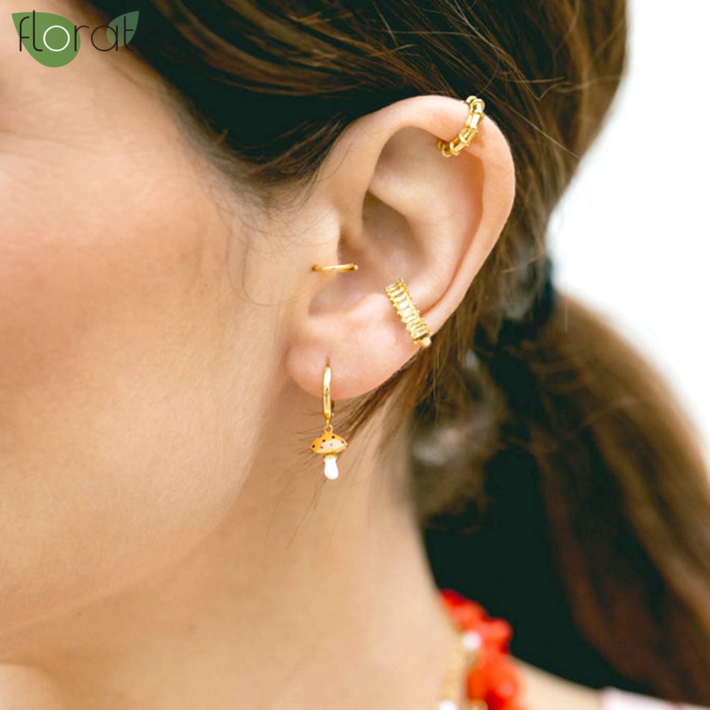 1Pcs 18k Gold Plated Zircon Ea - Ear Cuff No Piercing ulasan dan harga