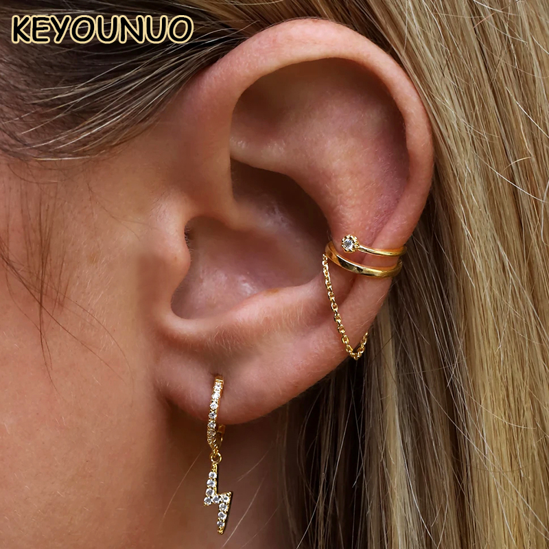 KEYOUNUO Gold Filled Silver Co - Ear Cuff No Piercing ulasan dan harga