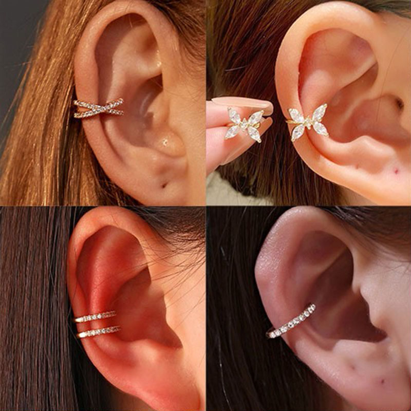 Korean Crystal Ear Clip Earrin - Ear Cuff No Piercing ulasan dan harga
