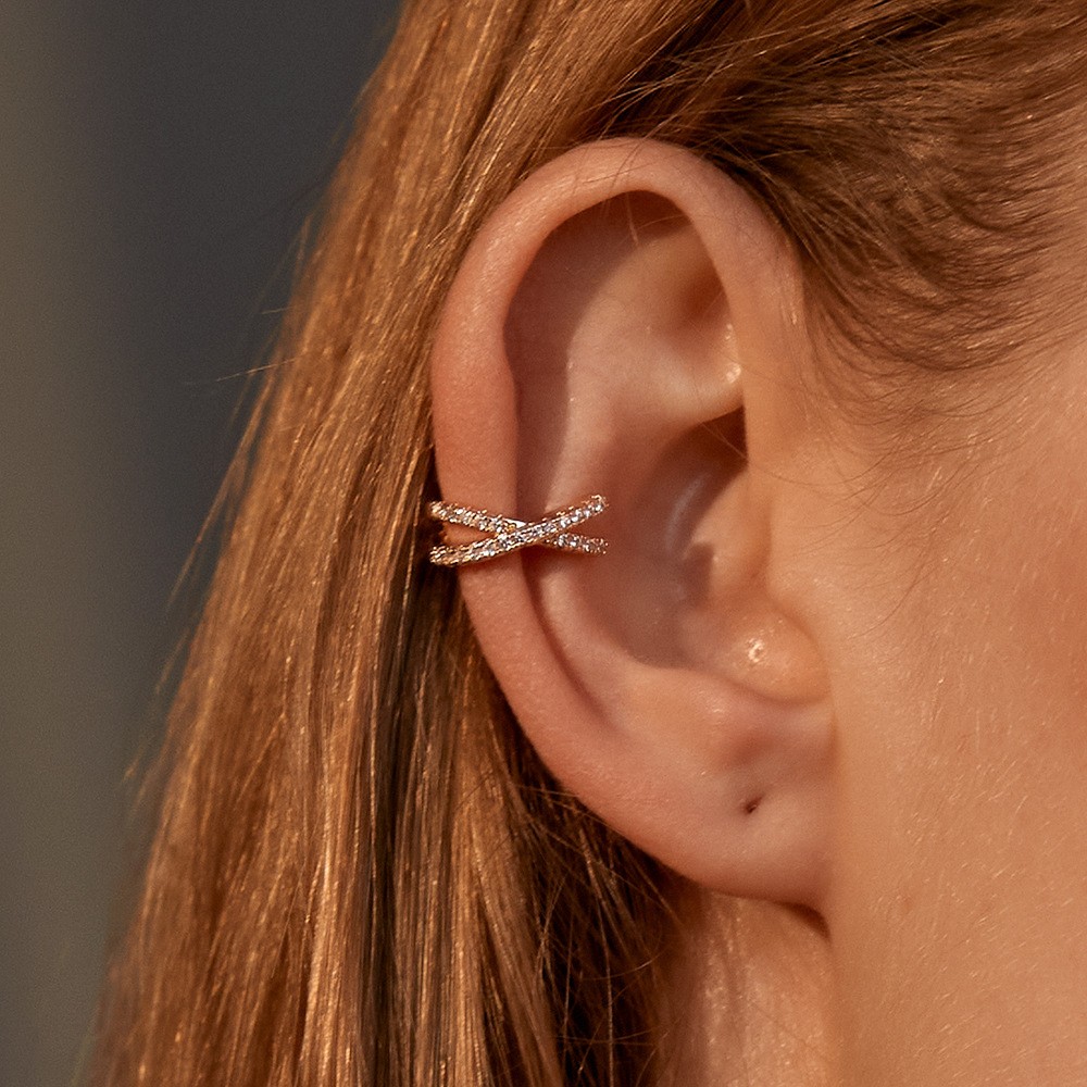 Korean Crystal Ear Clip Earrin - Ear Cuff No Piercing ulasan dan harga