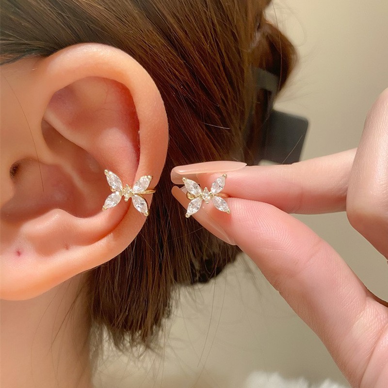 Korean Crystal Ear Clip Earrin - Ear Cuff No Piercing ulasan dan harga
