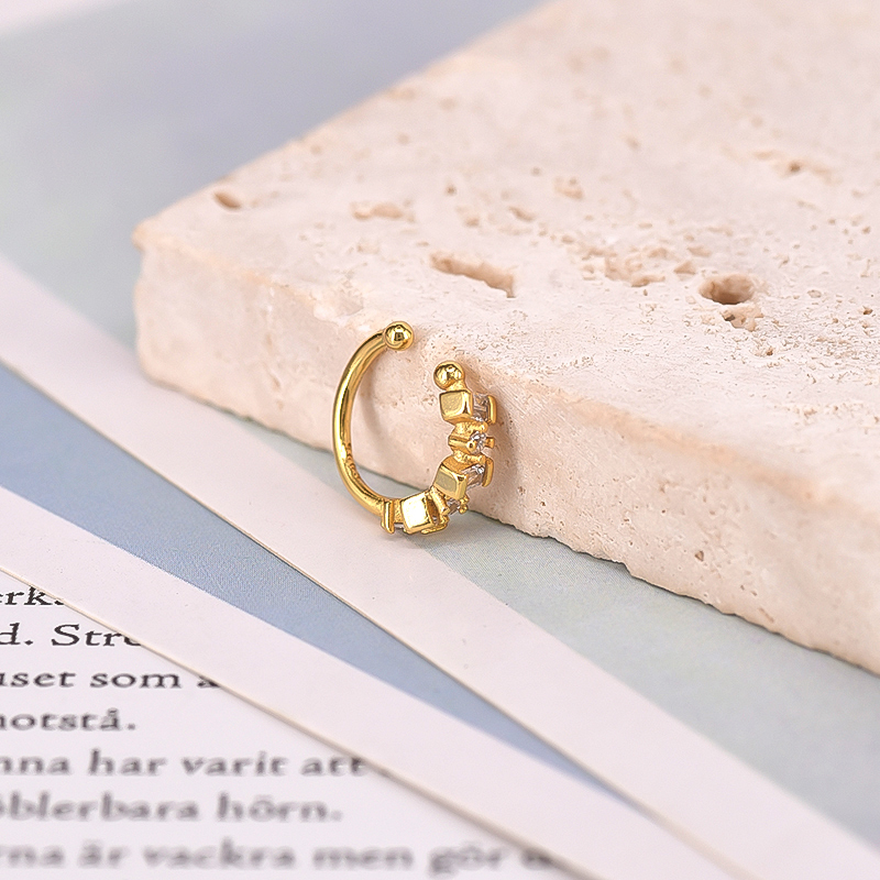 24k Gold-Plated Silver Irregul - Ear Cuff No Piercing ulasan dan harga