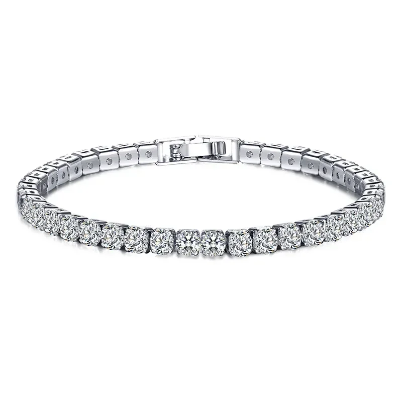 Hip hop 925 sterling silver cu - Tennis Bracelet Cubic ulasan dan harga