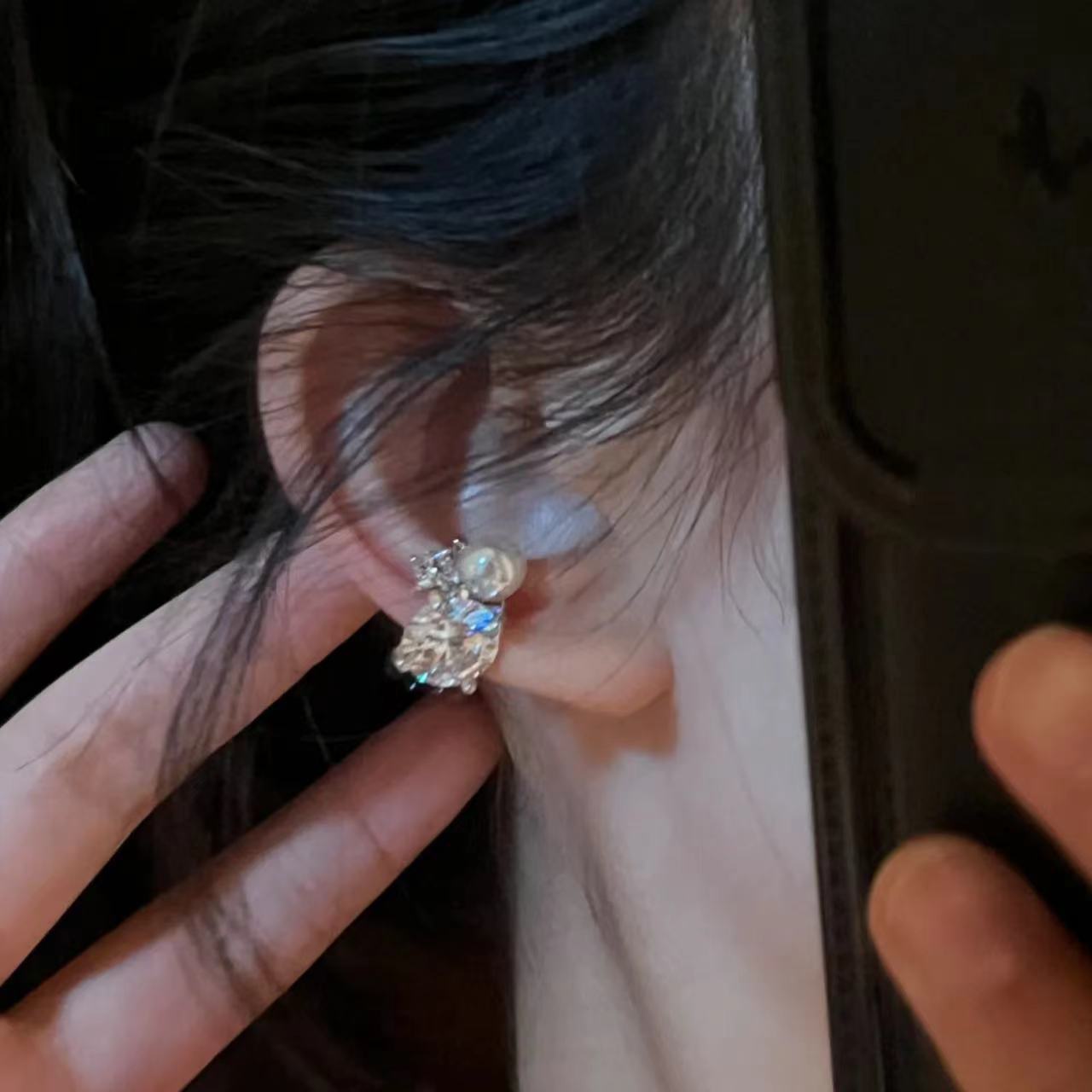 1Pcs Shiny Imitation Pearl Zir - Ear Cuff No Piercing ulasan dan harga