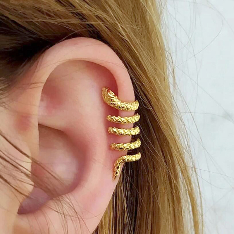 1PC Plated 24K Gold Vintage Cr - Ear Cuff No Piercing ulasan dan harga
